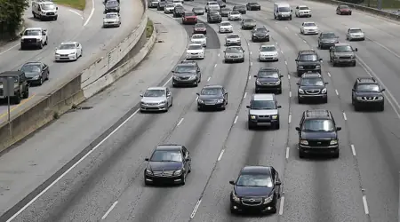 Cars marked in a road image from the public vehicle-detection sample set.